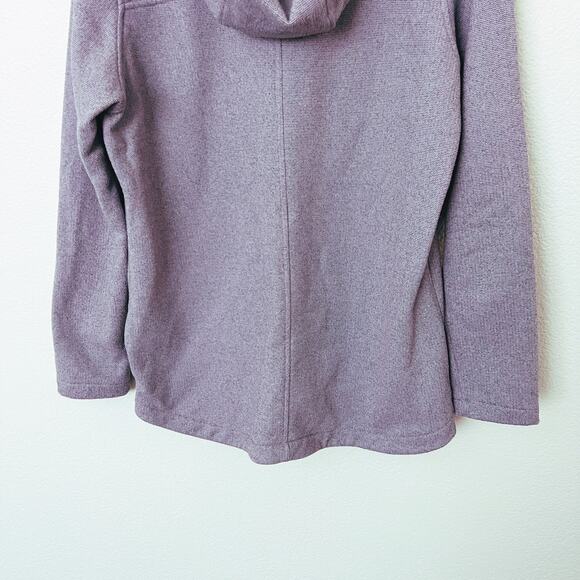 [The North Face] Purple Knit Stitch Fleece Hoodie Snap Button Mock Neck Sz Large - Picture 7 of 12